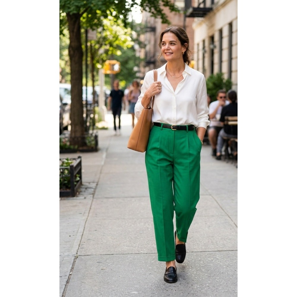 Fundamental Things Vintage 90's Green High Waisted Cuffed Trousers Pants 18 NWT